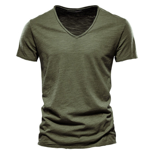 Valerio Slub-Cotton V-Neck Tee